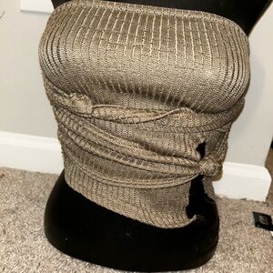 PrettyLittleThing Textured Knit Top in Brown